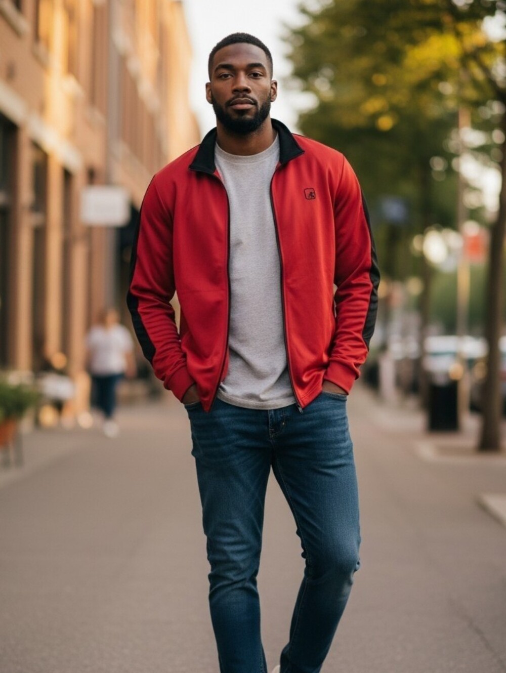 AND1 Men's XL Track Jacket in Red and Black